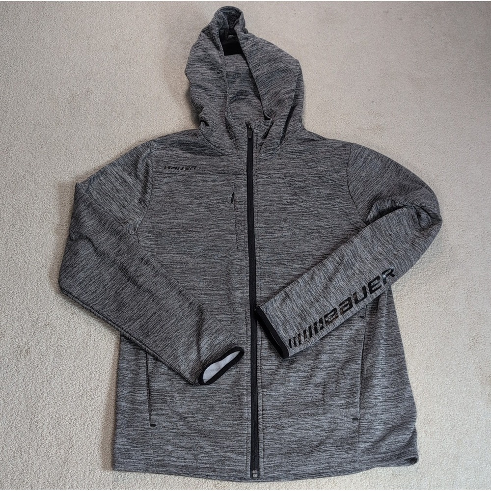 Bauer Hockey Team Full Zip Hoodie Mens Medium Grey Heather Tech Fleece Jacket